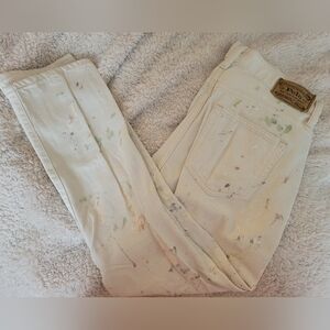 Ralph Lauren Cream Jeans with Multicolor Paint Splatter